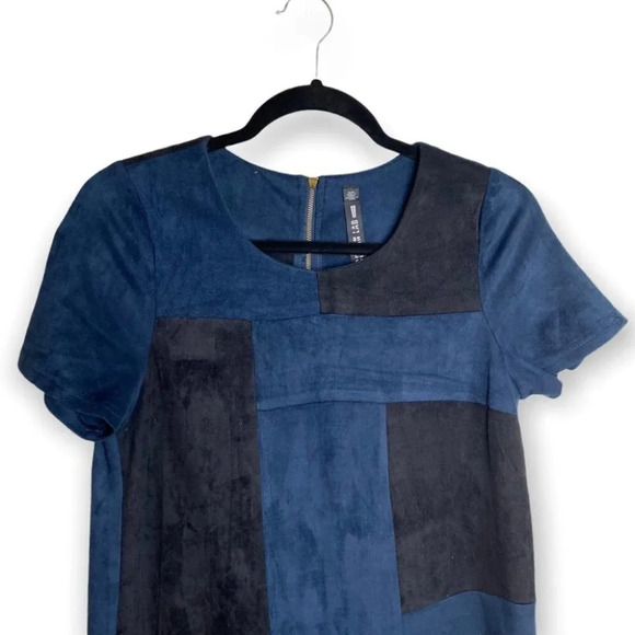 Lord & Taylor Design Lab Faux Suede Patchwork Sheath Dress - Picture 3 of 6